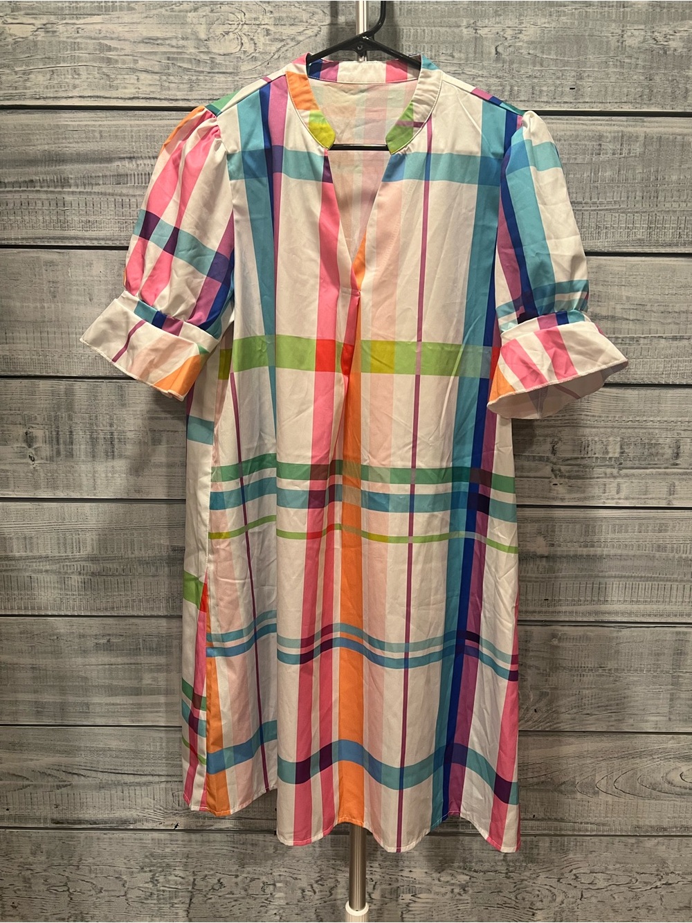 SHEIN Multicolor Plaid Midi Dress in Pink, Blue, Green, Orange